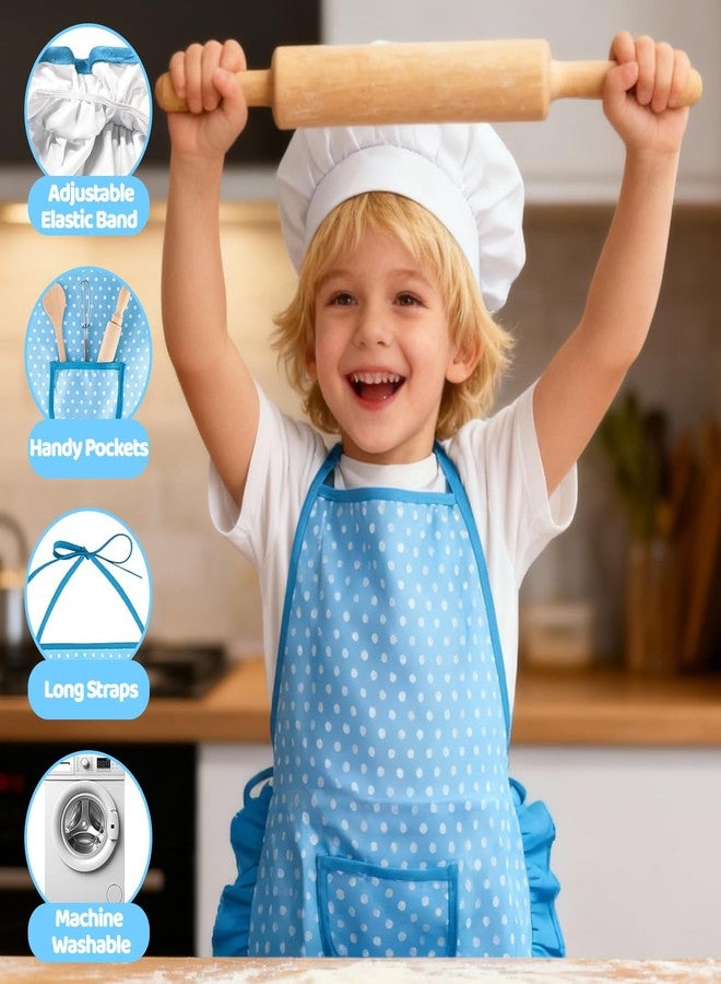 MEIDAYAI Kid Apron and Chef Hat Set, 2 Pcs Adjustable Unisex Cooking Costume for Boys & Girls, Pretend Play Kitchen Toys for Toddlers 3-8, Fun Educational Gift (Blue) - Image 3
